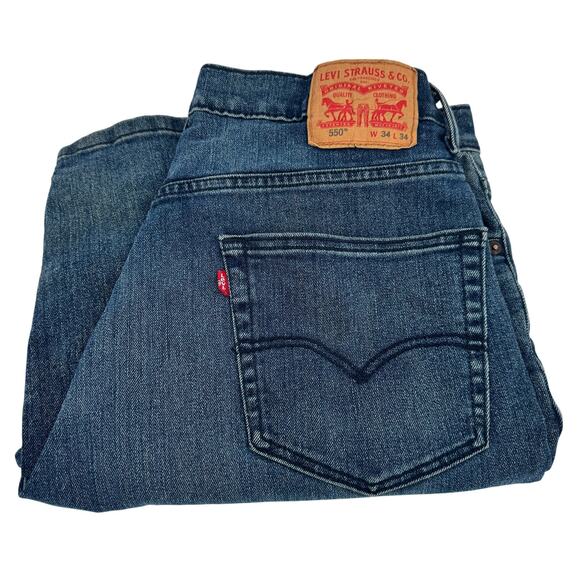 Levi's Other - Levi's 550 Jeans Mens 34x34 (35x33 ACTUAL) Blue Relaxed Fit Straight Leg Denim